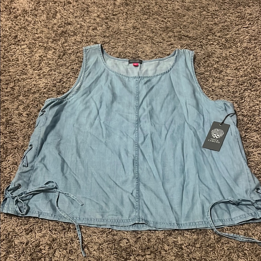 Vince Camuto Sleeveless Blue Tank Top - Picture 2 of 6